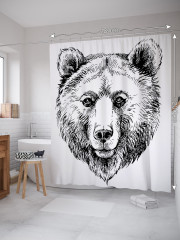 Штора для ванной с водоотталкивающей пропиткой «Эскиз медведя» - Фото 1