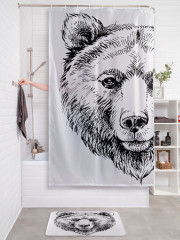 Штора для ванной с водоотталкивающей пропиткой «Эскиз медведя» - Фото 2