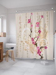 Штора для ванной с водоотталкивающей пропиткой «Японская ветка сакуры» - Фото 1
