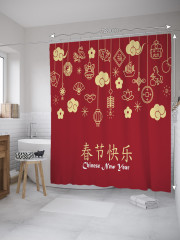 Штора для ванной с водоотталкивающей пропиткой «Японские новогодние игрушки» - Фото 1