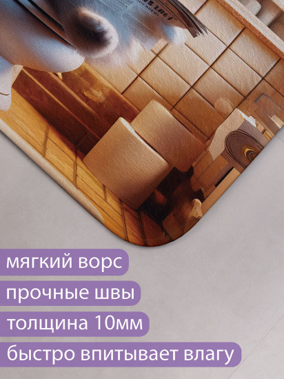 Коврик для ванной комнаты и туалета противоскользящий «Кот отдыхает»