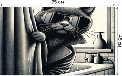 Коврик придверный «Кот шпион в ванной» - Фото 1