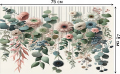 Коврик придверный «Нежные цветы и эвкалипт» - Фото 1