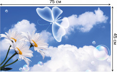 Коврик придверный «Прозрачная бабочка и ромашки» - Фото 1