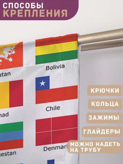 Комплект штор «Мировые флаги с именами»