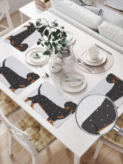 Комплект плейсматов «Такса в чепчике зимой» - Фото 1