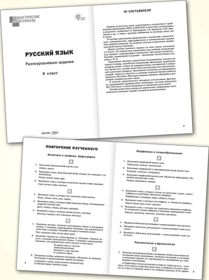 Русский язык. 8 класс. Разноуровневые задания