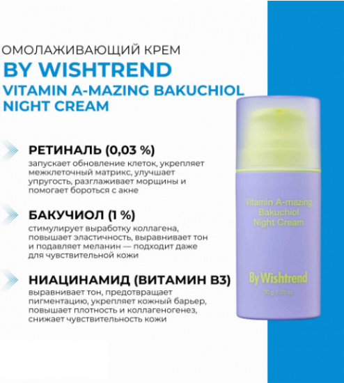 Крем для лица ночной омолаживающий «Vitamin A-mazing Bakuchiol Night Cream»