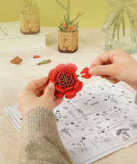 Деревянный 3D конструктор «Красная гвоздика» - Фото 1