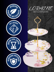 Конфетница трехъярусная «Розовый сад» - Фото 3