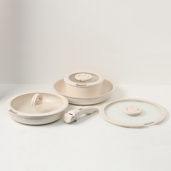 Набор посуды для приготовления с крышками и съемной ручкой «Smart Ceramic»