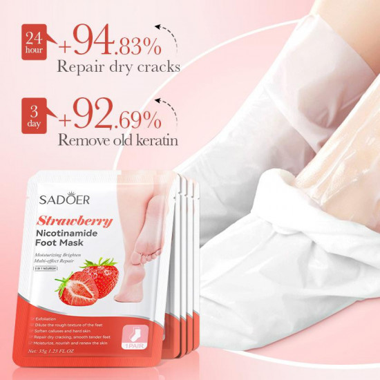 Смягчающая маска для ног с ниацинамидом и клубникой «Strawberry Niacinamide Soft and Bright Foot Mask»