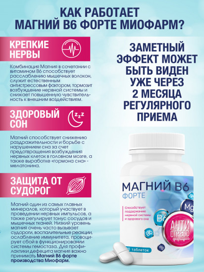 Таблетки «Магний цитрат с витаминами В6 Форте»