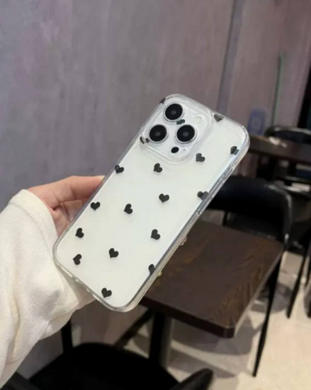 Прозрачный силиконовый чехол с сердечками для iPhone 15 Pro