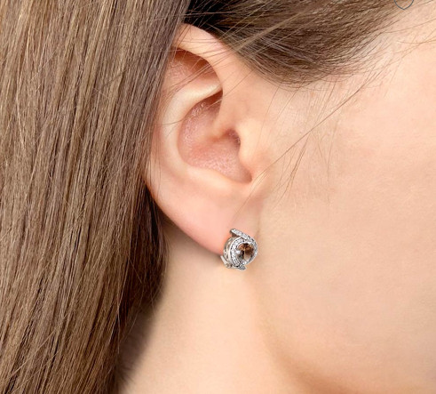 Серьги из серебра с фианитами