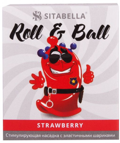 Презерватив-насадка стимулирующий Roll & Ball Strawberry