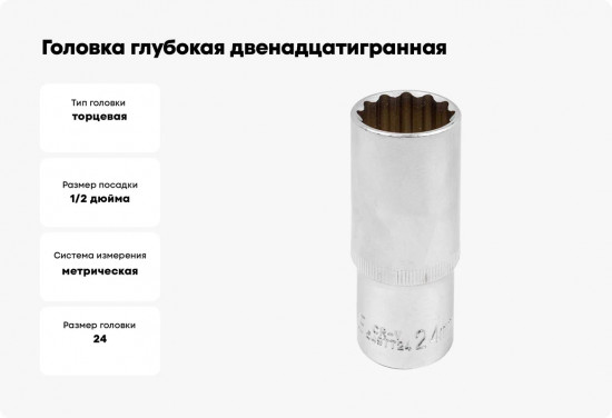Головка торцевая глубокая