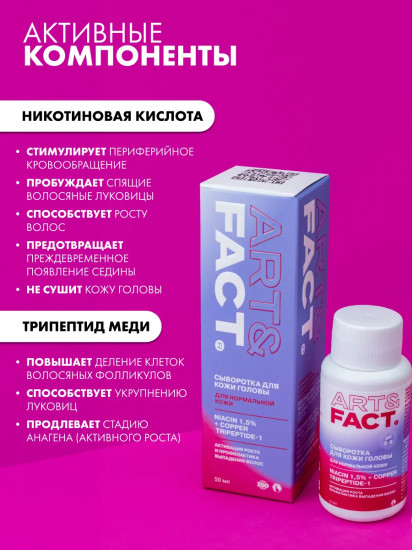 Сыворотка для роста волос с никотиновой кислотой и трипептидом меди концентрированная