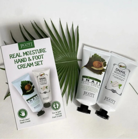 Набор кремов для рук и ног с экстрактом слизи улитки «Real Moisture Hand & Foot Cream Set»