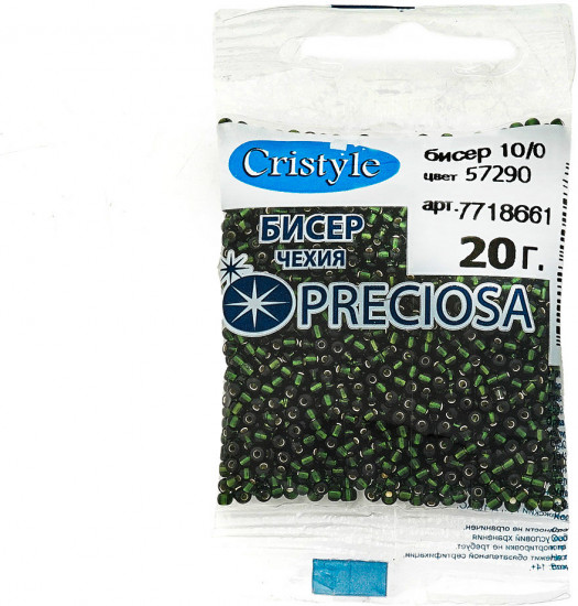 Бисер прозрачный с серебристым центром, цвет 57290