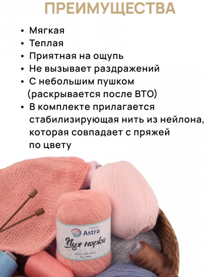Набор пряжи вязания «Пух норки», цвет 011 черный