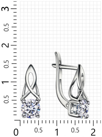 Серьги из серебра с фианитами