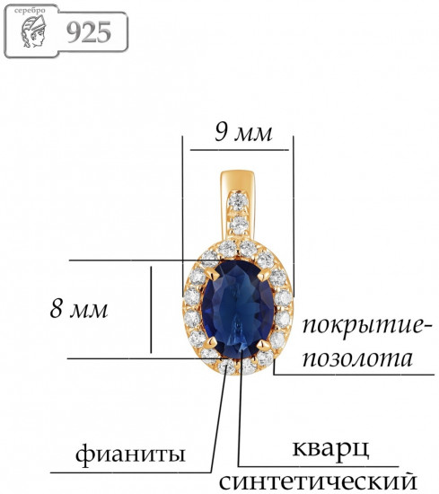 Серьги из золоченого серебра с кварцами и фианитами
