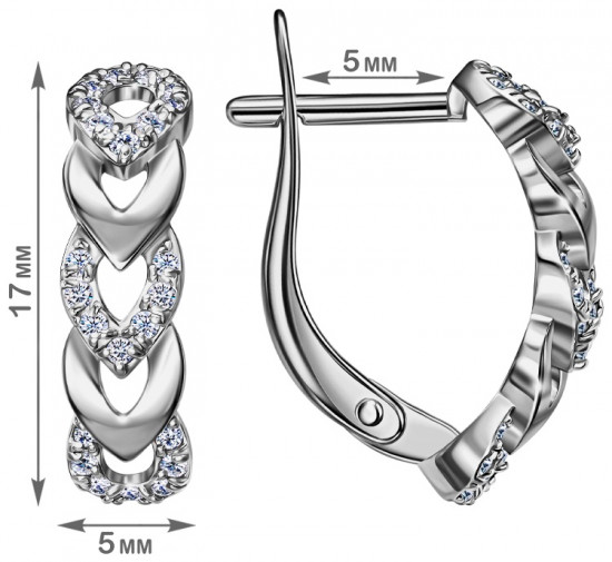 Серьги из серебра с фианитами