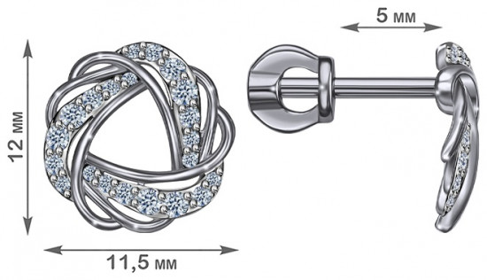 Серьги из серебра с фианитами