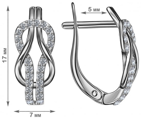 Серьги из серебра с фианитами