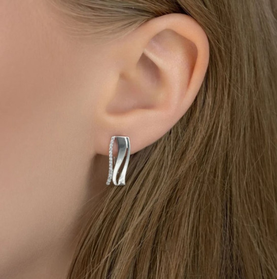 Серьги из серебра с фианитами