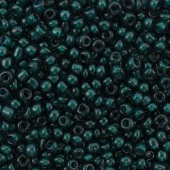 Бисер прозрачный с цветным центром, цвет 23А-2 темный изумруд