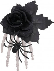 Заколка для волос с черепом и скелетной рукой «Паучья роза» - Фото 3