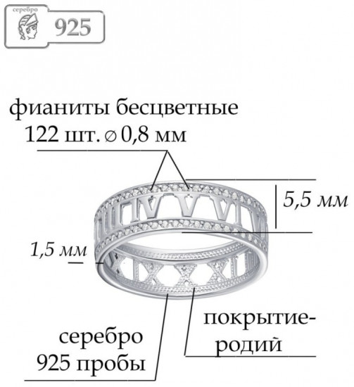 Кольцо из серебра с фианитами