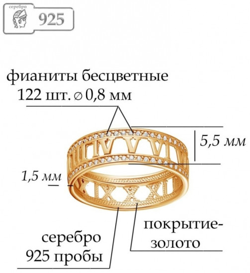 Кольцо из серебра с фианитами