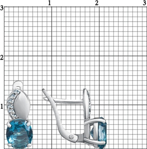Серьги из серебра с фианитами и алпанитом