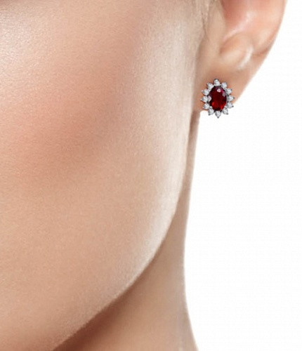 Серьги из серебра с алпанитами и фианитами