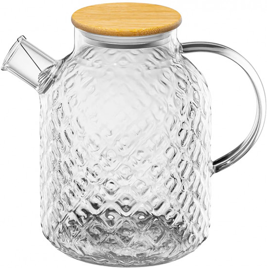 Чайник заварочный с ситом и бамбуковой крышкой «Crystal glass»