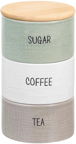 Набор банок для сыпучих продуктов с крышкой «Coffee, Tea, Sugar»