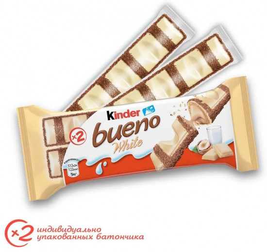 Батончик вафельный «Bueno White»