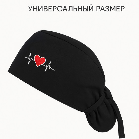 Медицинская шапочка с принтом и завязками
