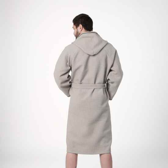 Халат вафельный мужской с капюшоном