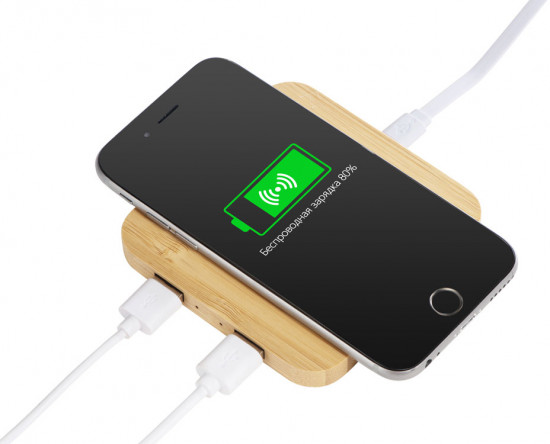 USB-хаб с беспроводной зарядкой «Plato»