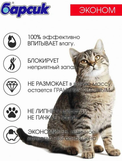 Наполнитель для кошачьего туалета впитывающий «Эконом»