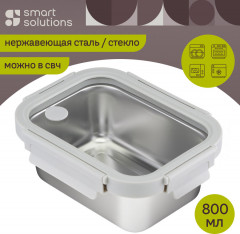 Ланч-бокс стальной со стеклянной крышкой - Фото 4