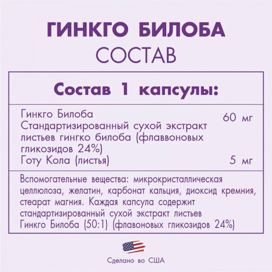 Капсулы «Гинкго Билоба №100»