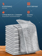Набор сеток-губок для мытья посуды металлических - Фото 4