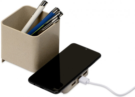 Настольный органайзер с функциями USB-хаба и беспроводной зарядки «Cubic»