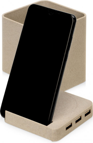 Настольный органайзер с функциями USB-хаба и беспроводной зарядки «Cubic»