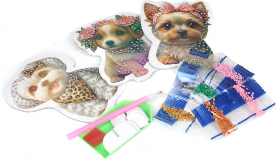 Мозаика кристальная на подставке «Стильные щенки»